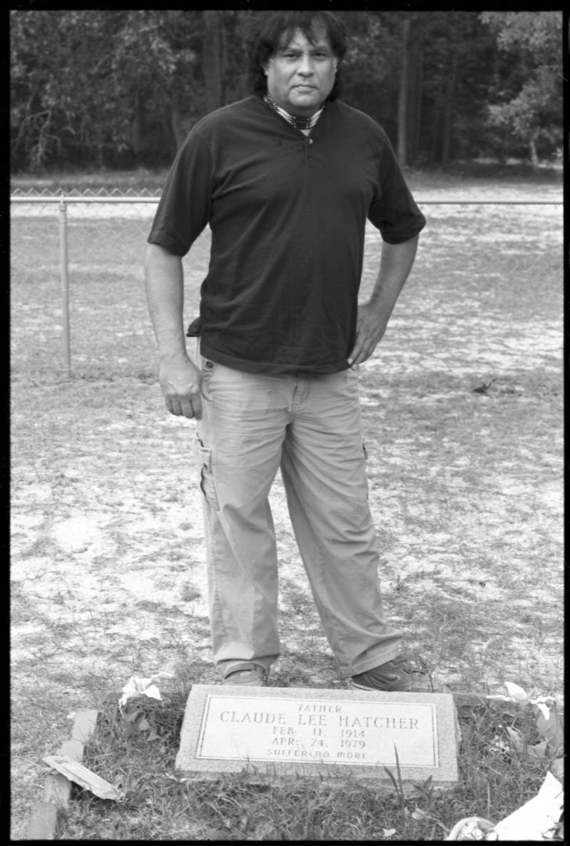 Waccamaw Chief Harold Hatcher standing at his father&rsquo;s grave, 1994 — the earliest independent record of him as Chief